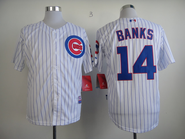 Men Chicago Cubs #14 Banks White MLB Jerseys